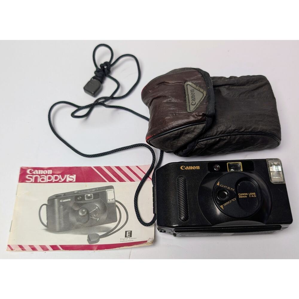 Vtg Canon Snappy S 35mm Camera 1985 Point & Shoot Automatic With Extras Works